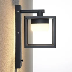 Lucande Timio udendørs væglampe, downlight, sensor, GX53, IP44