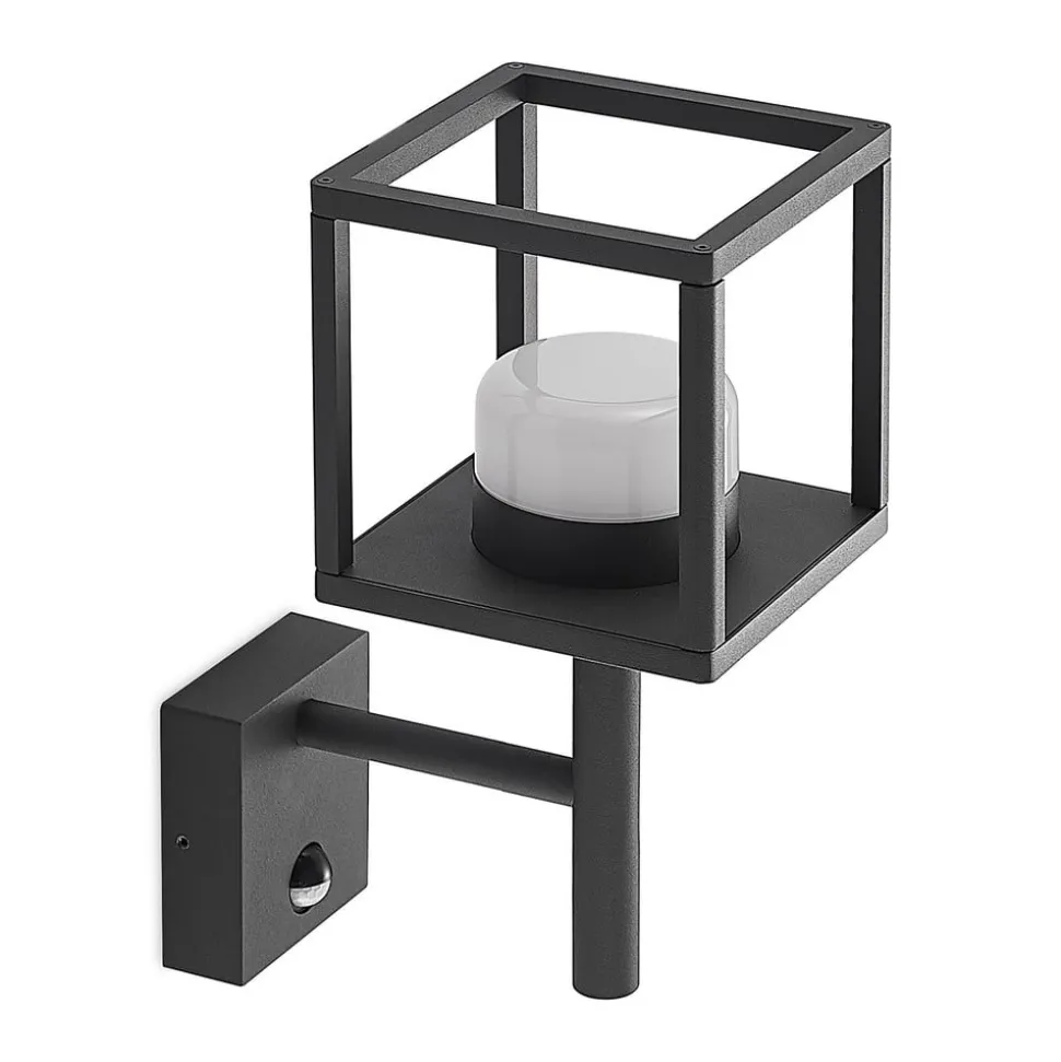 Lucande Timio udendørs væglampe, uplight, sensor, GX53, IP44