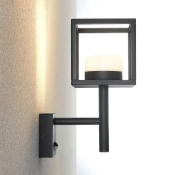 Lucande Timio udendørs væglampe, uplight, sensor, GX53, IP44