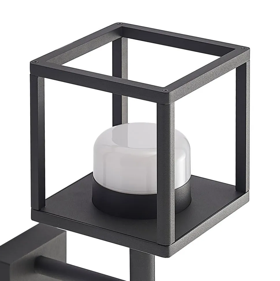 Lucande Timio udendørs væglampe, uplight, sensor, GX53, IP44