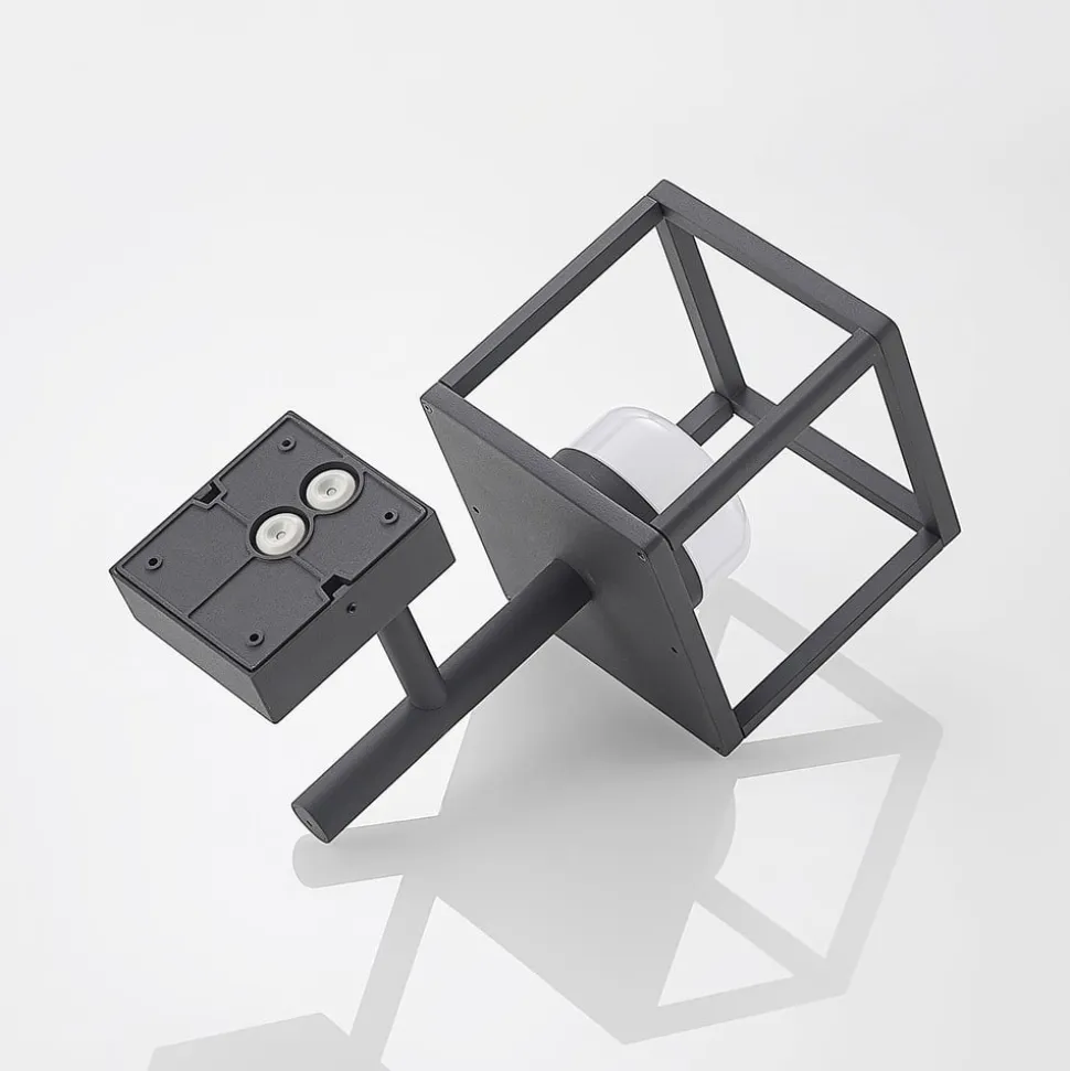 Lucande Timio udendørs væglampe, uplight, sensor, GX53, IP44