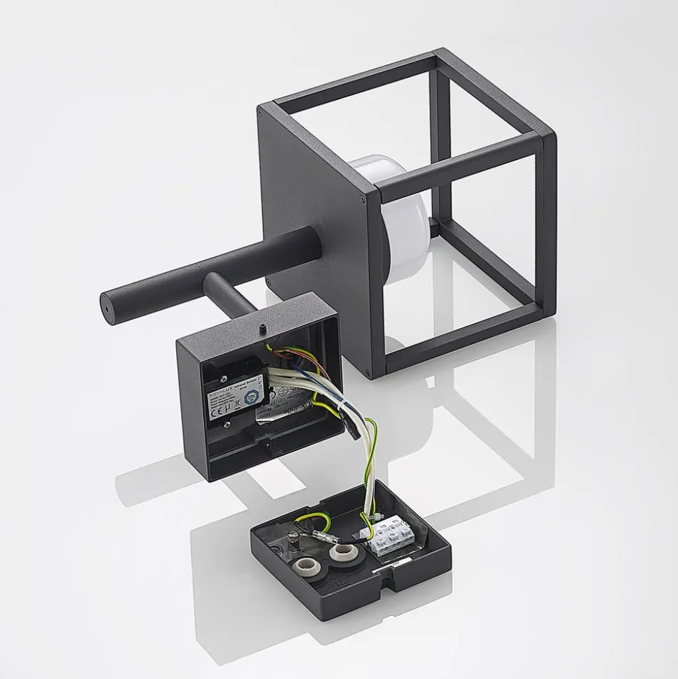 Lucande Timio udendørs væglampe, uplight, sensor, GX53, IP44