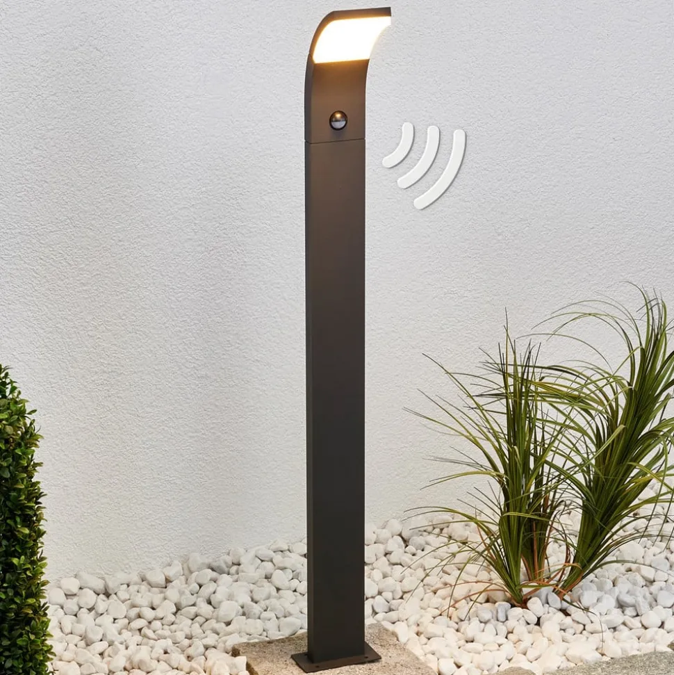 Lucande Timm LED-vejlampe, sensor, 100 cm, antracit, IP54