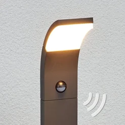 Lucande Timm LED-vejlampe, sensor, 100 cm, antracit, IP54