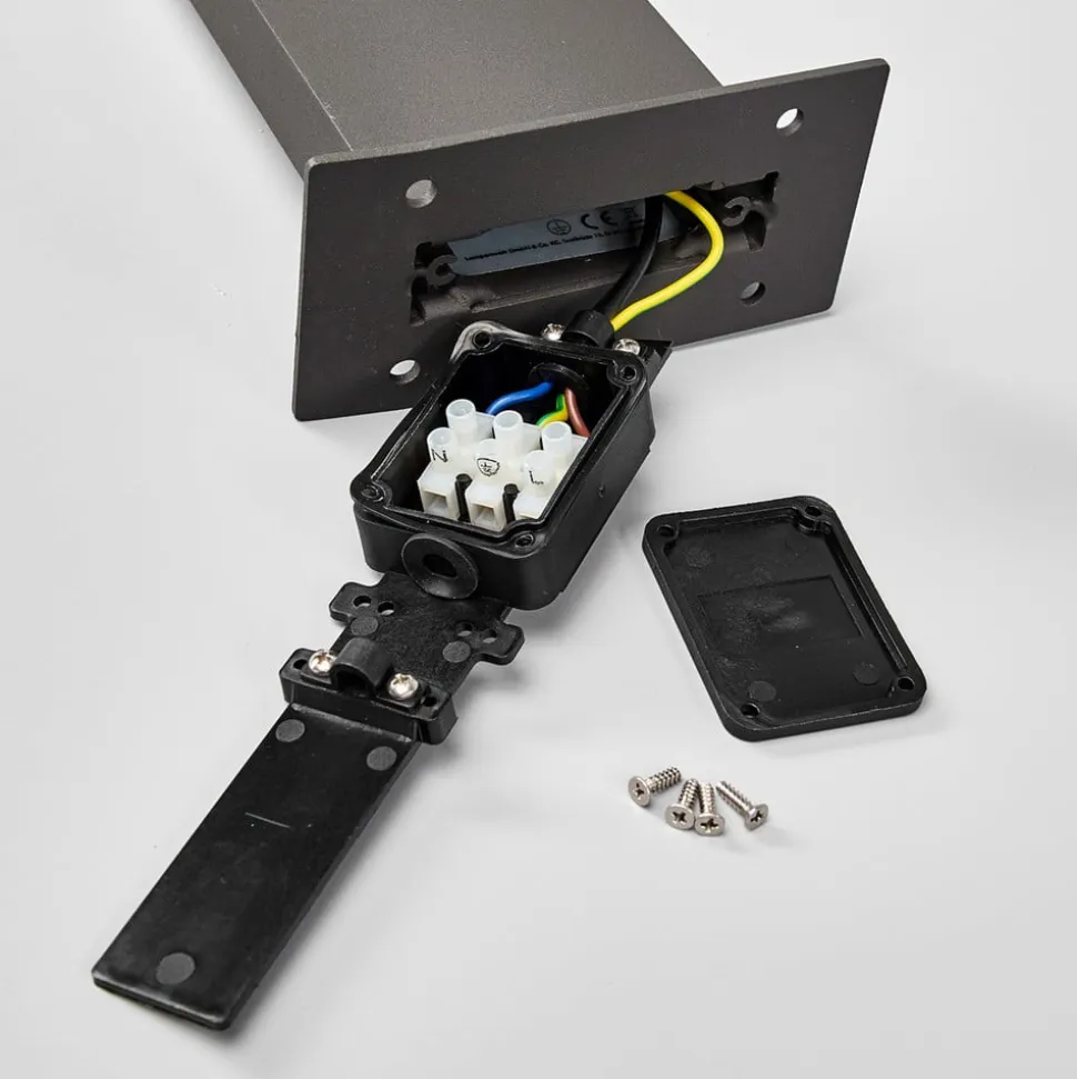 Lucande Timm LED-vejlampe, sensor, 100 cm, antracit, IP54