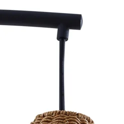 Lucande udendørs gulvlampe Taniola, beige, rattan, 195 cm, IP44