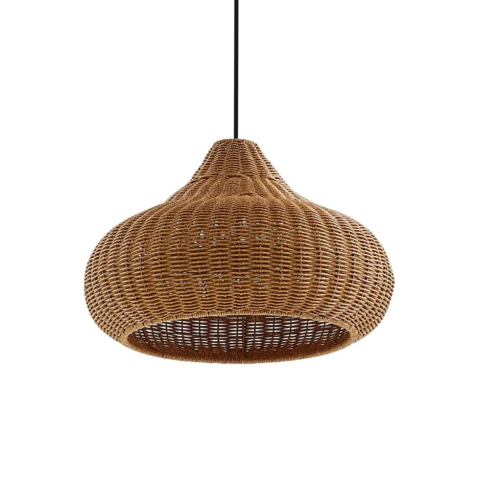 Lucande udendørs hængelampe Taniola, 1 lyskilde, beige, rattan, IP44
