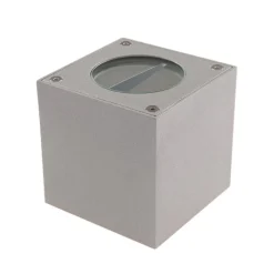 Lucande udendørs LED-væglampe Jarno, sølv, metal, 9 cm