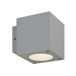 Lucande udendørs LED-væglampe Jarno, sølv, metal, 9 cm