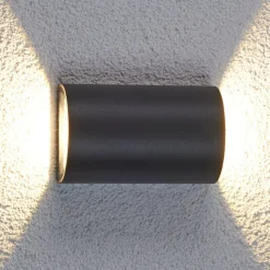 Lucande udendørs LED-væglampe Jale, 16 cm, antracit, aluminium