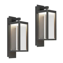 Lucande udendørs LED-væglampe Ferdinand, sæt med 2, grå, 38 cm