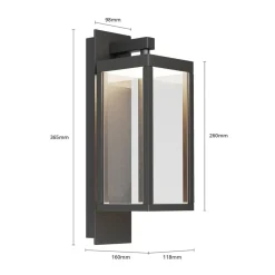 Lucande udendørs LED-væglampe Ferdinand, sæt med 2, grå, 38 cm