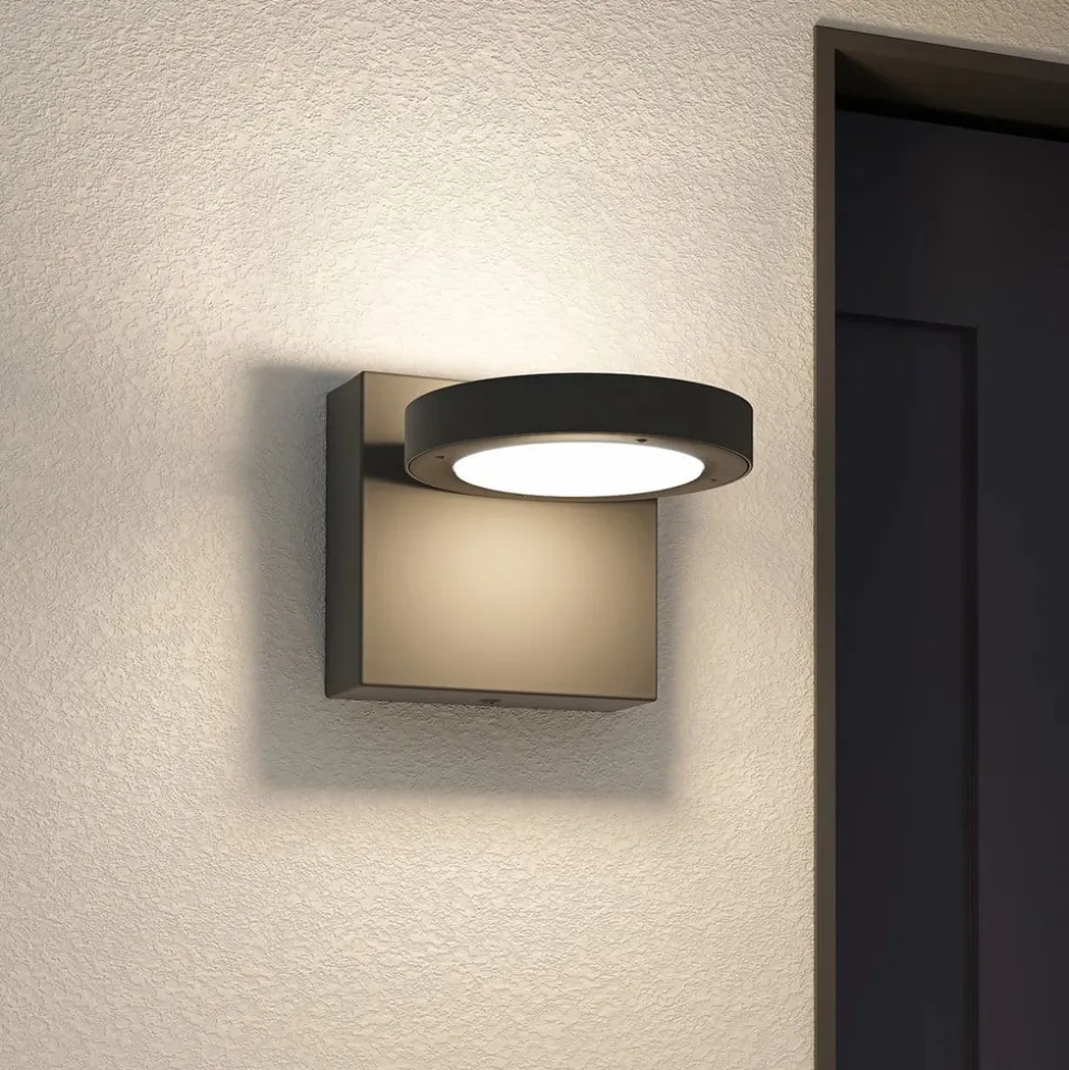 Lucande udendørs LED-væglampe Belna, metal, IP65, antracit