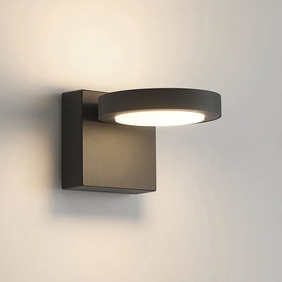 Lucande udendørs LED-væglampe Belna, metal, IP65, antracit