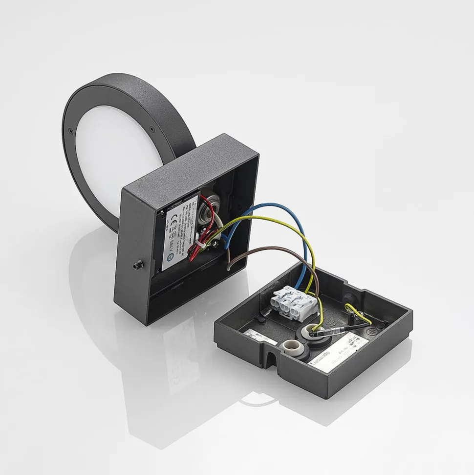 Lucande udendørs LED-væglampe Belna, metal, IP65, antracit