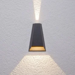 Lucande udendørs LED-væglampe Jendrik, højde 17 cm, antracit