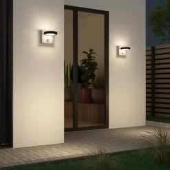 Lucande udendørs LED-væglampe Belna, beton, sensor, IP54