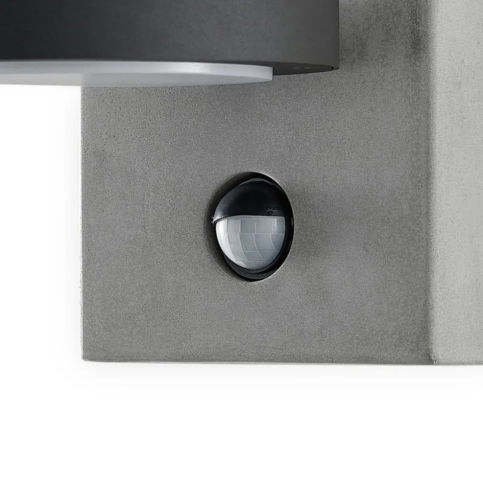 Lucande udendørs LED-væglampe Belna, beton, sensor, IP54