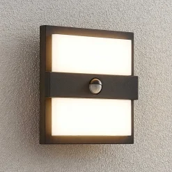 Lucande udendørs LED-væglampe Gylfi, 20 cm, sort, sensor