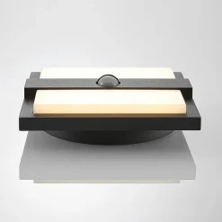 Lucande udendørs LED-væglampe Gylfi, 20 cm, sort, sensor