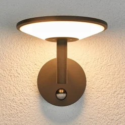 Lucande udendørs LED-væglampe Fenia, sensor, IP54, antracit