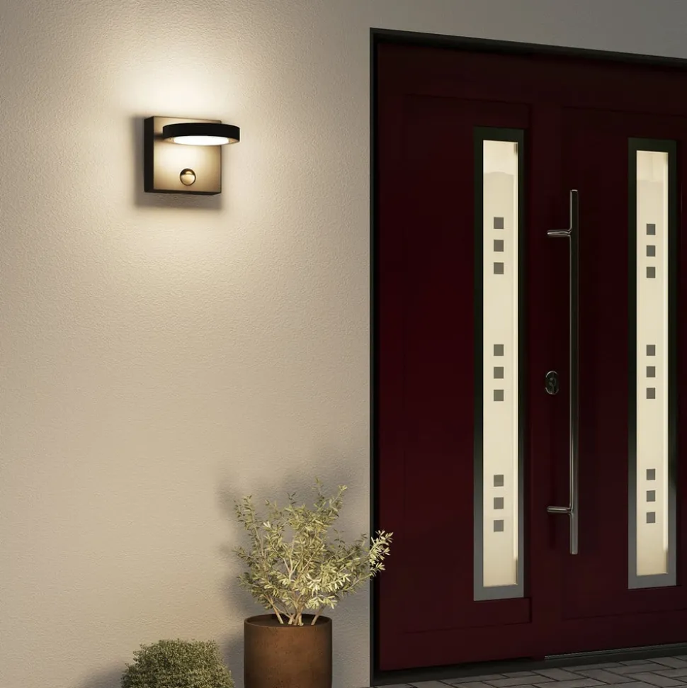 Lucande udendørs LED-væglampe Belna, metal, sensor, IP54