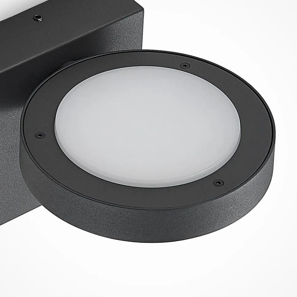 Lucande udendørs LED-væglampe Belna, metal, sensor, IP54