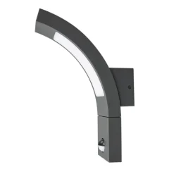 Lucande udendørs LED-væglampe Juvia, sensor, 27 cm, grå, IP54