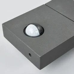 Lucande udendørs LED-væglampe Juvia, sensor, 27 cm, grå, IP54