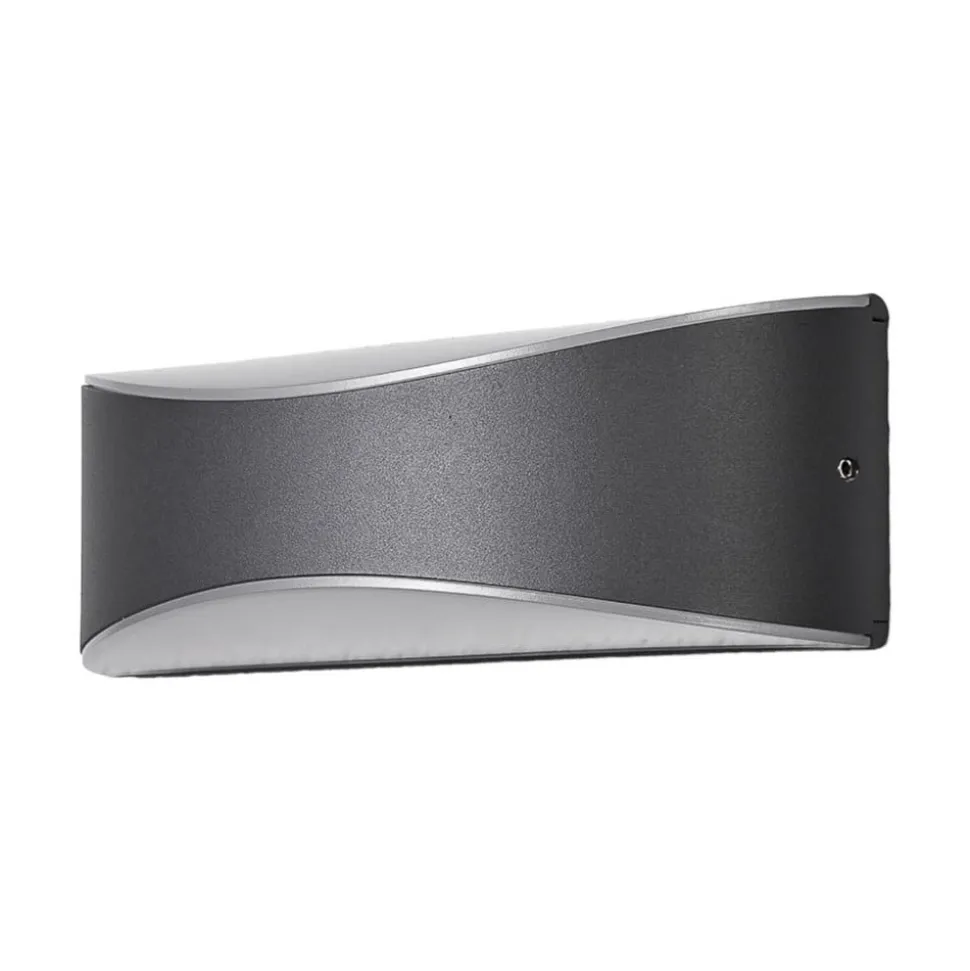 Lucande udendørs LED-væglampe Akira, antracit, metal, 23 cm