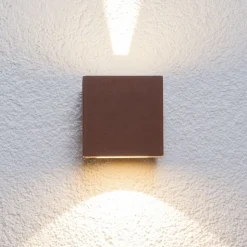 Lucande udendørs LED-væglampe Jarno, rust, metal, 9 cm