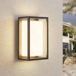 Lucande udendørs LED-væglampe Ilirian, antracit, aluminium, 15 cm