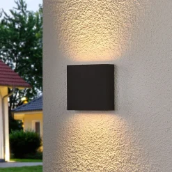 Lucande udendørs LED-væglampe Trixy, antracit, metal, IP54