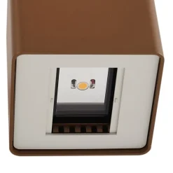 Lucande udendørs LED-væglampe Aaron, brun, IP54, op/ned