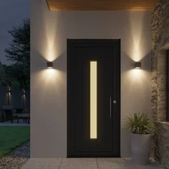 Lucande udendørs LED-væglampe Jarno, antracit, metal, 9 cm