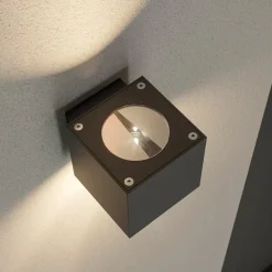 Lucande udendørs LED-væglampe Jarno, antracit, metal, 9 cm