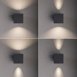 Lucande udendørs LED-væglampe Jarno, antracit, metal, 9 cm