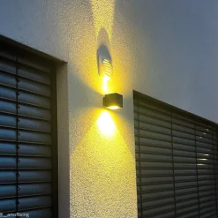 Lucande udendørs LED-væglampe Jarno, antracit, metal, 9 cm