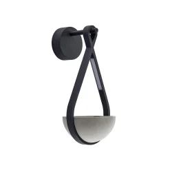 Lucande udendørs LED-væglampe Florka, natursten, hængende kurv