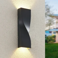 Lucande udendørs LED-væglampe Tibelya, antracit, op/ned, IP65