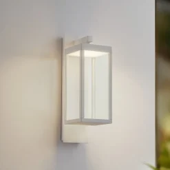 Lucande udendørs LED-væglampe Ferdinand, hvid, metal, 38 cm