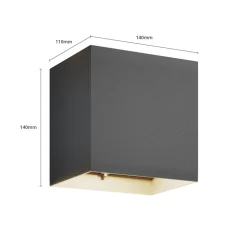 Lucande udendørs LED-væglampe Evie, 14 cm, antracit, op/ned