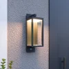 Lucande udendørs LED-væglampe Ferdinand, sensor, grå, 38 cm