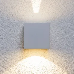 Lucande udendørs LED-væglampe Jarno, hvid, metal, 9 cm