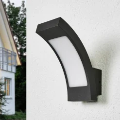 Lucande udendørs LED-væglampe Juvia, 19 cm, antracit, IP54