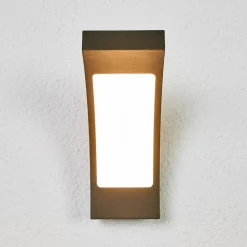 Lucande udendørs LED-væglampe Juvia, 19 cm, antracit, IP54