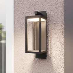 Lucande udendørs LED-væglampe Ferdinand, sæt med 3, grå, 38 cm