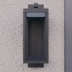 Lucande udendørs LED-væglampe Ferdinand, sæt med 3, grå, 38 cm