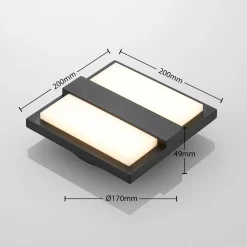 Lucande udendørs LED-væglampe Gylfi, 20 cm, antracit, aluminium