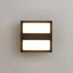 Lucande udendørs LED-væglampe Gylfi, 20 cm, antracit, aluminium